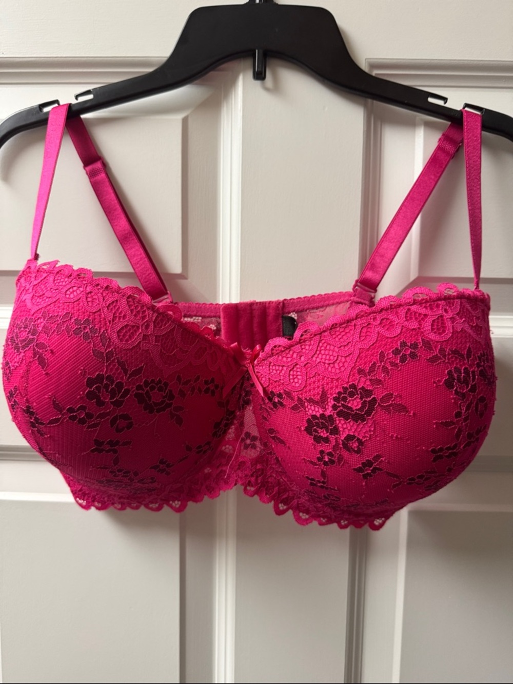 Bright pink Lace Underwire Balconette Bra - Size 38DD